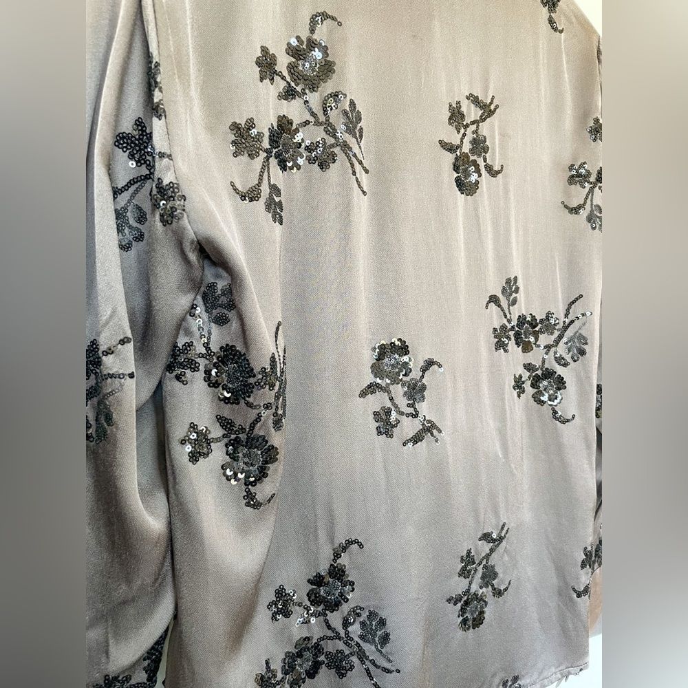 ⛔️ PENDING SALE⛔️ZARA SEQUIN EMBROIDERED WRAPBLOUSE MINK 2731/281/191/021 - Picture 6 of 12